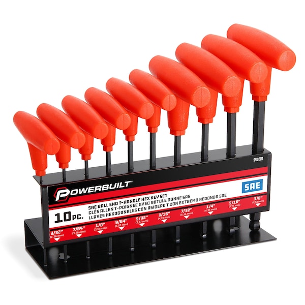 10Pc SAE Ball Endt-Handle Hex Wrench Set